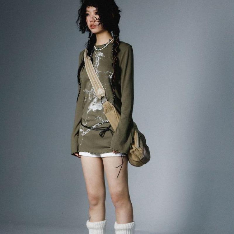 2KWEIRD Japanisches Harajuku Vintage Tops Fairycore T-Shirt Damen Ästhetisches Grunge T-Shirt Y2k Streetwear Grafik T-Shirts Femme Camisetas