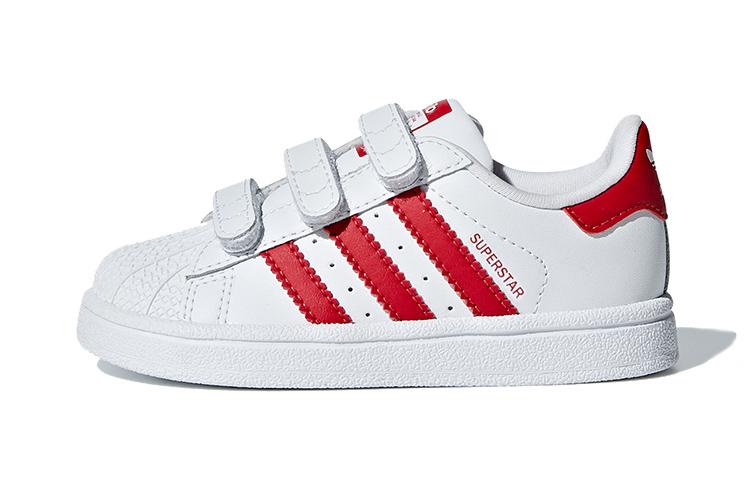 

Adidas Originals SUPERSTAR CF Synthetic Leather Comfortable Slip Resistant Low top Toddler Shoes White Red Baby CG6639 26.5