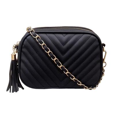 Bolso de Hombro para Mujer Brighttrust, Bolso Cruzado, Cartera Ajustable con Cadena y Borla (Negro)
