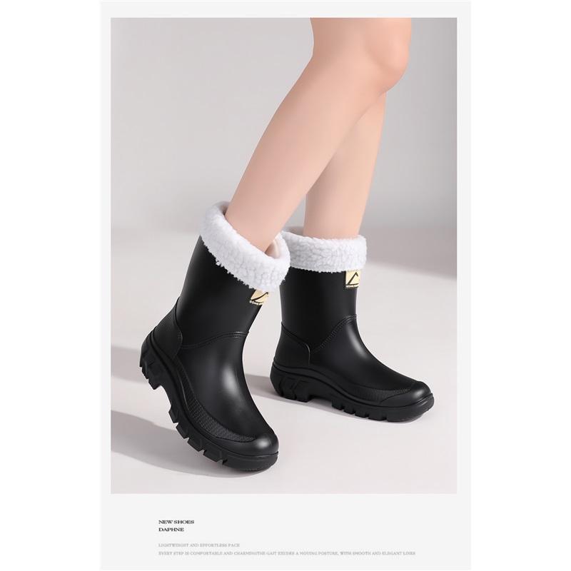 Women's Mid-Calf Rain Boots Non-slip Thick Sole Waterproof Rubber Boots Comfortable Mesh Lining Garden Work Rain Shoes For Women