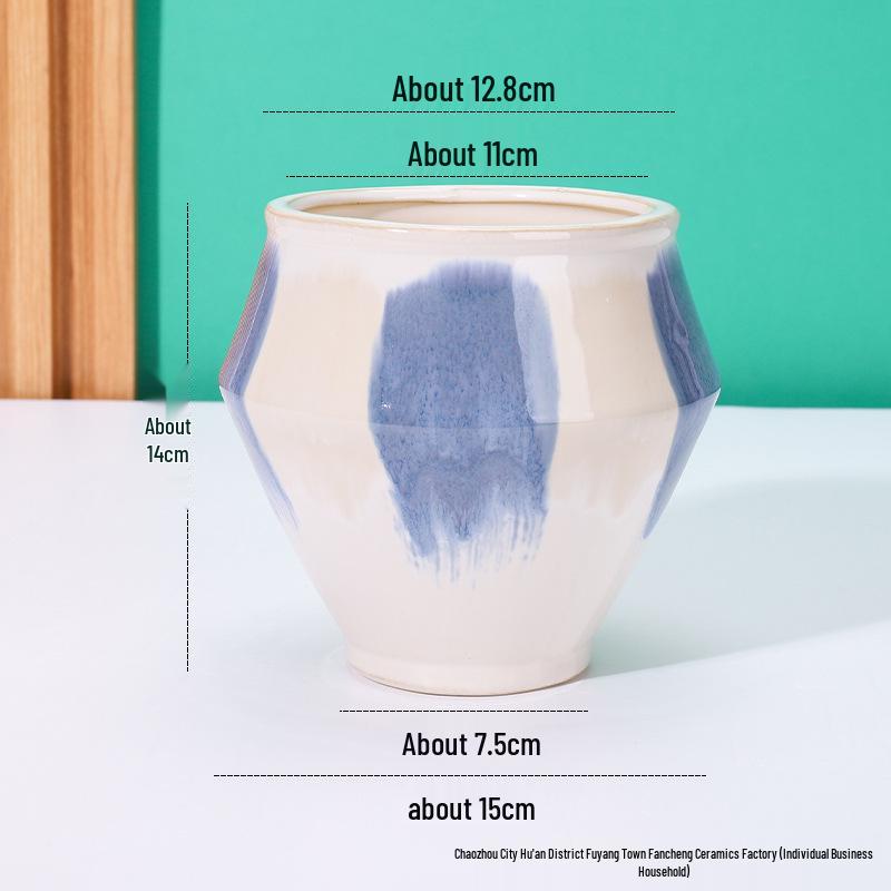 European-Style Hand-Painted Ceramic Flower Pot for Phalaenopsis - Luxurious Decorative Piece for Balcony or Living Room