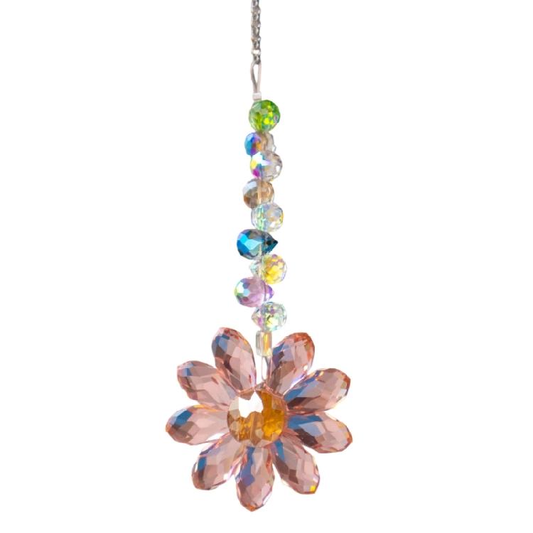 Crystal Rainbows Suncatchers, Hanging Crystals Sun Catchers for Window, Colorful Suncatchers with Sunflowers Pendants