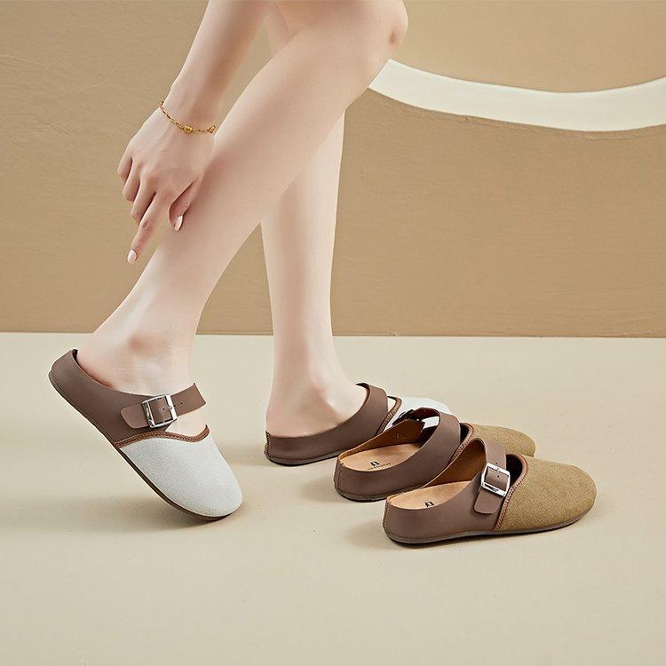 Spring new bag head half slippers casual retro flats women