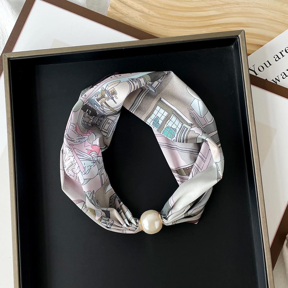 Magnetic Buckle Small Scarf Diamond Studded Magnetic Buckle Scarf Women'S Necklace Headband Scarf Light Luxury Exquisite