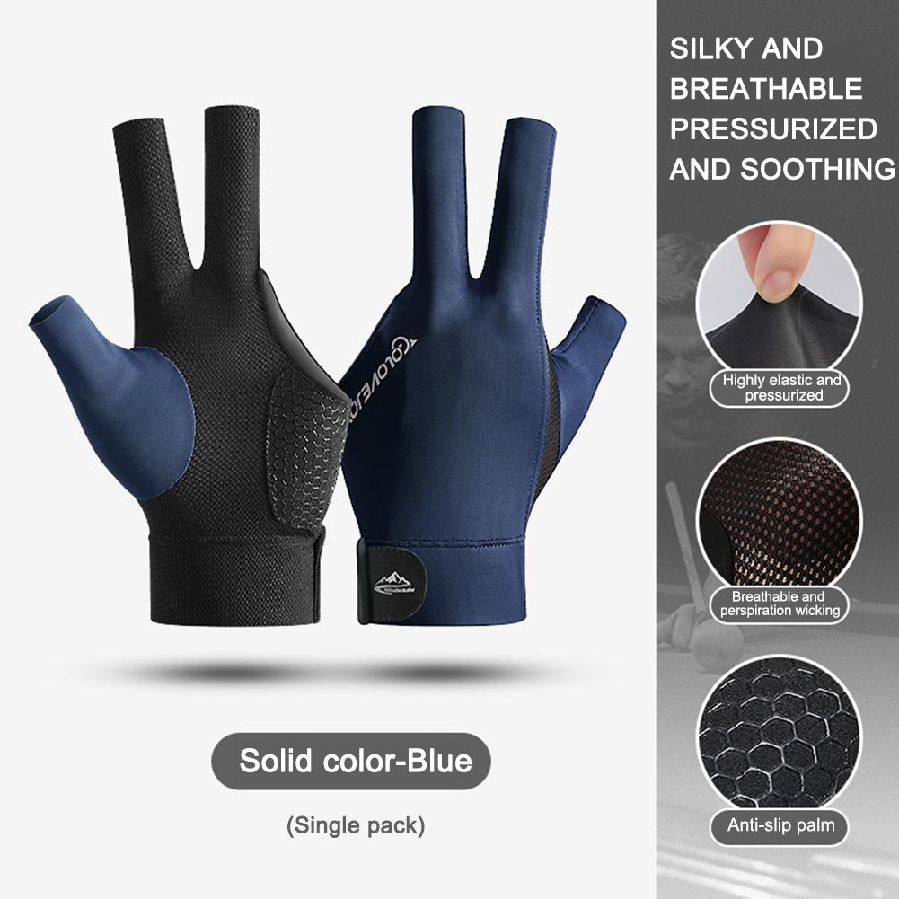 Open Finger Billiard Gloves Antiskid Polyester Snooker Billiards Gloves Adjustable Sticker Lightweight Reusable Amateur Training