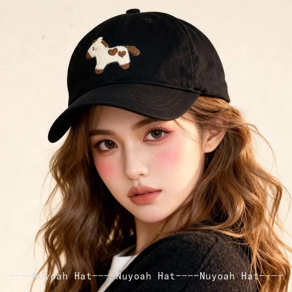 New Unisex Korean Cute Little Horse Baseball Hats Sunshade Cartoon Versatile Simple Peaked Caps Casual Fashion Preppy Style Ins