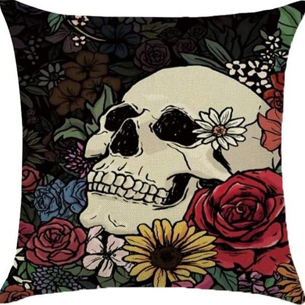 

Halloween Pillowcase Skeleton Witch Pattern Line Print Bedroom Living Room Decoration Pillowcase 45 * 45Cm [without core]