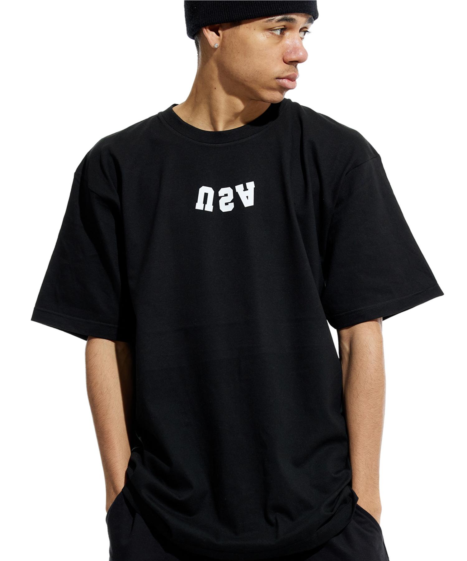 Cream Soda Lab Reverse Usa Small Logo Short Sleeve T-Shirt Black L