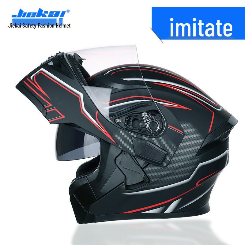 Jiekai Full-Face Flip-Up Motorcycle Helmet for Men & Women - Winter Electric Vehicle Safety Helmet