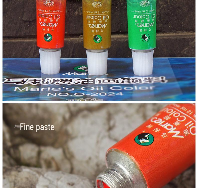 Marie Oil Paint Set: 12/18/24 Colors with 12ml Tubes - Art Supplies for Painting