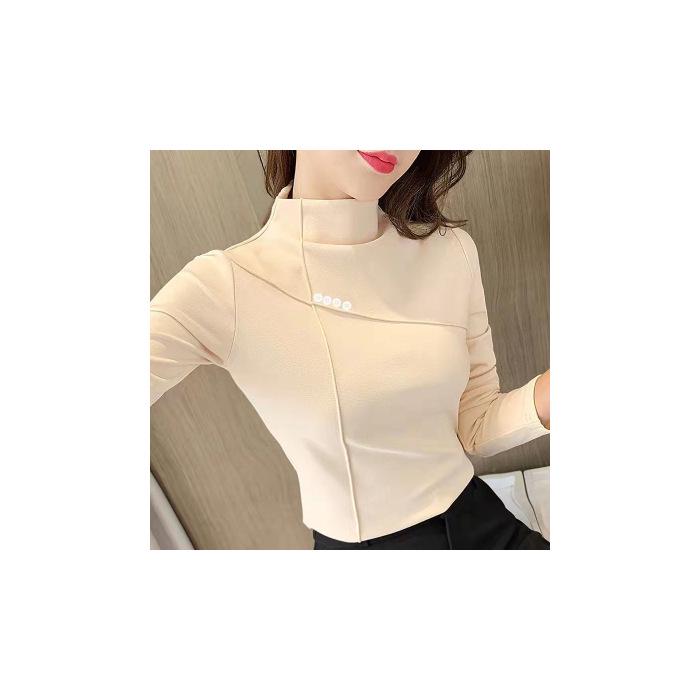 

Elegant Women s Double-Sided Velvet Base Shirt, Half-High Collar, Black, for Autumn & Winter 2024. M абрикосовый