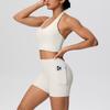 Solid Color Cross-Border Yoga Suit Set: Brushed Hanging Neck Vest with Pocket Pants and Fitness Shorts for Women