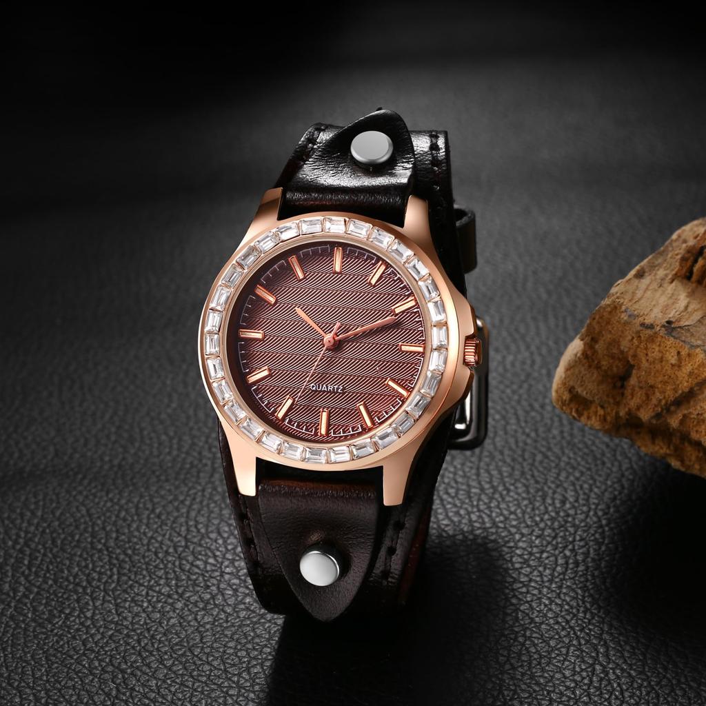 Armbanduhr im antiken Stil mit Ledergürtel, analog, wasserdicht, Lederarmreif, Damenuhr, stilvolles Modeaccessoire, Geschenk zum Geburtstag, Jahrestag, Weihnachten