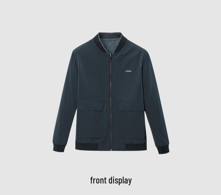 Men's Reversible All-Purpose Jacket - Autumn Workwear Style with Baseball Collar and Pockets