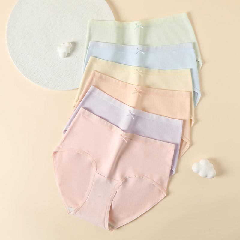 Fentenggan [Class A 10A Antibacterial] 6-pack high waisted triangular underwear for women with extended pure cotton crotch, European style
