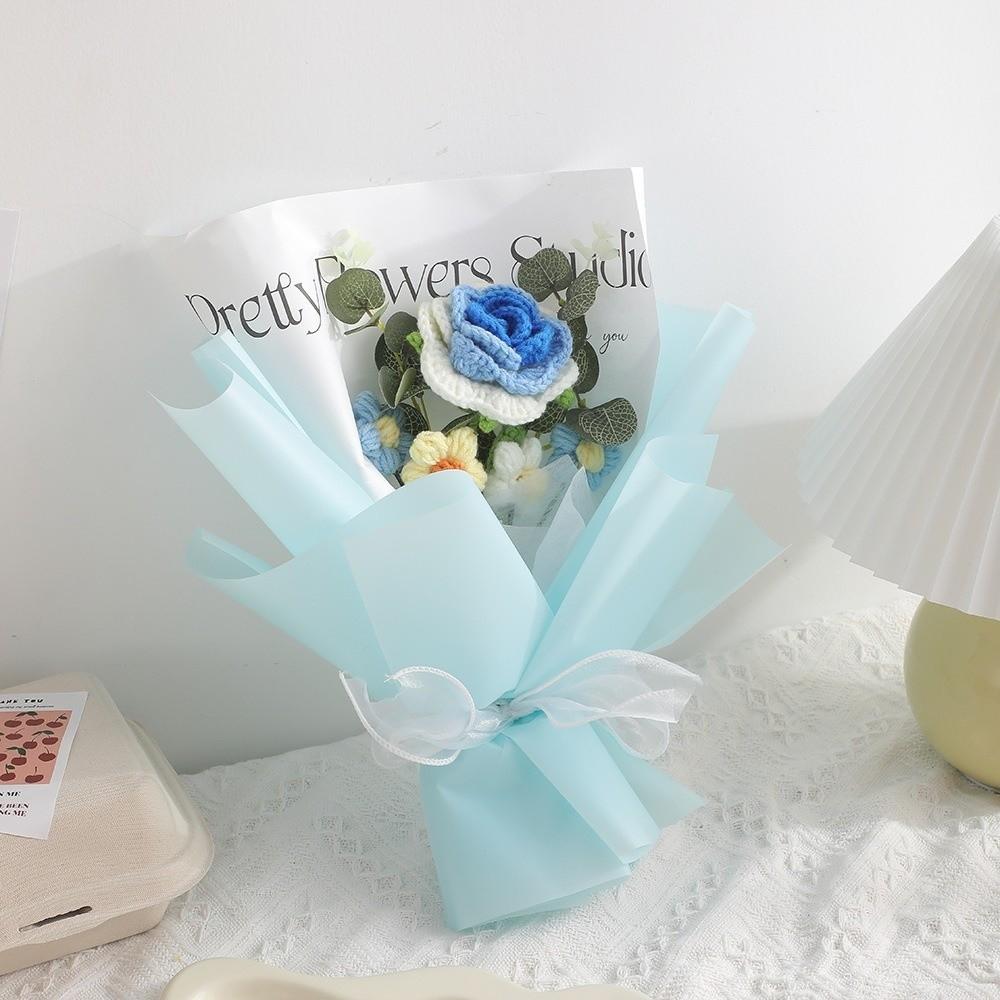 Soft Yarn Handwoven Rose Daisy Bouquet Korean Style Crochet Sunflower Flowers  Anniversary