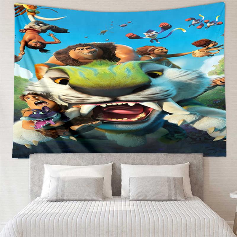 The-Croods Print Tapestry, Backdrop, Easy Setup, Ideal for Bedroom, Office & Living Room, with Aesthetic Wall Hanging Decor.