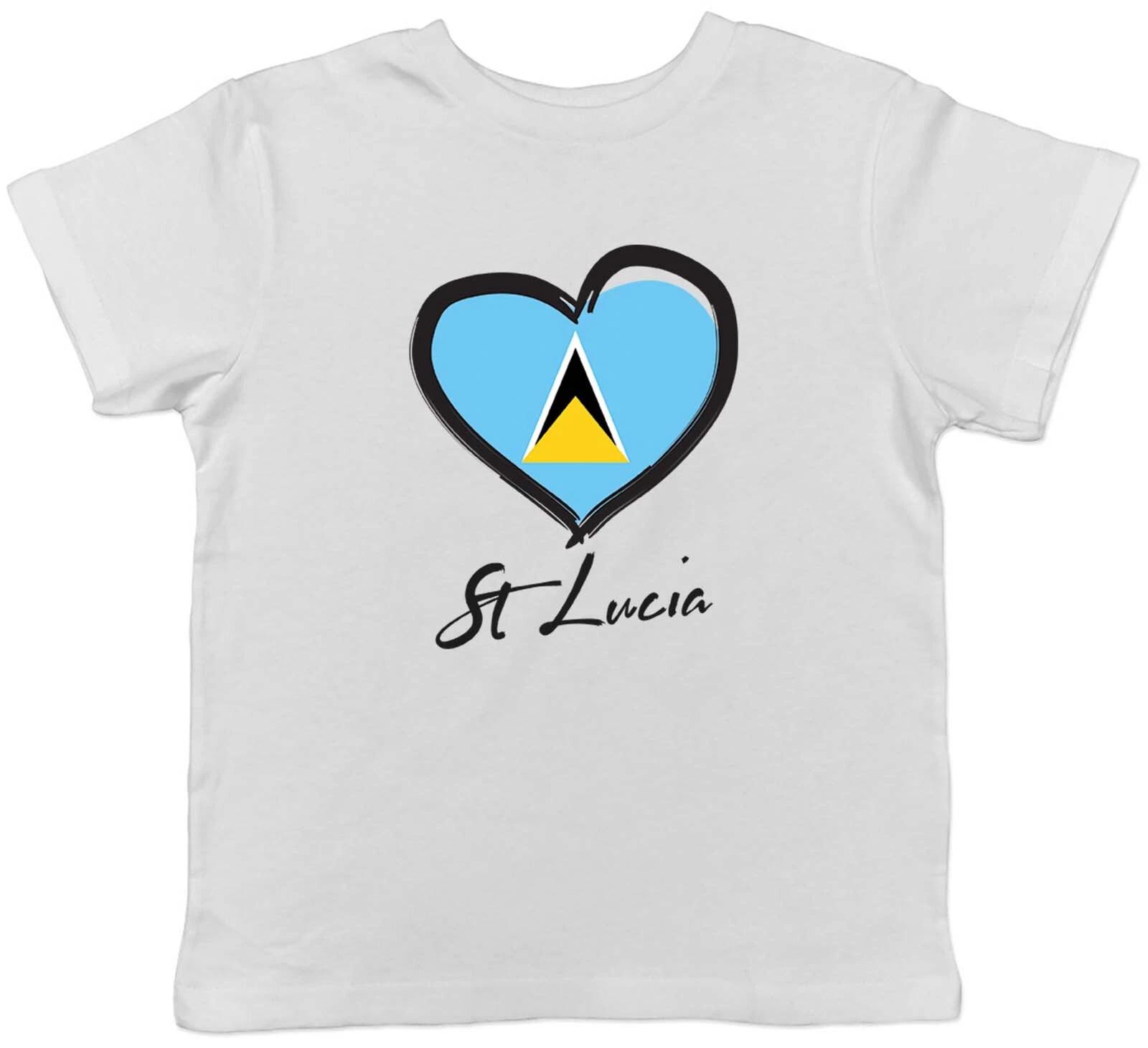 St Lucia Kids T-Shirt Love Heart Flag Childrens Boys Girls Gift 130