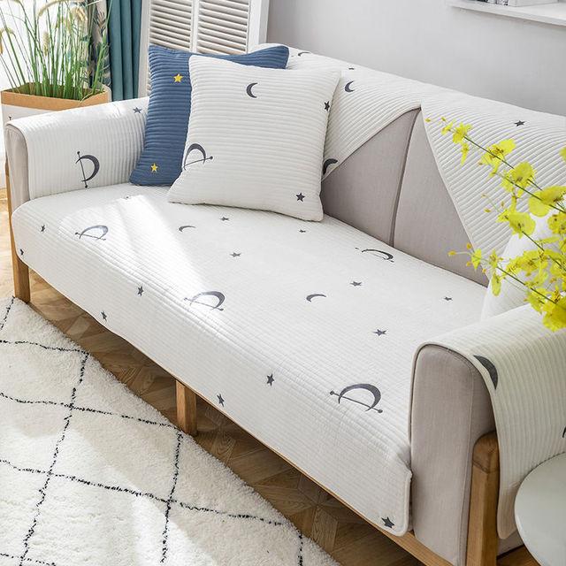 

Диванная подушка из чистого хлопка, универсальная для всех сезонов, нескользящая, с вышивкой, чехол для дивана в гостиную, чехол для подушки спинки и подлокотника для дома 45x45 pillowcase 1pc белый