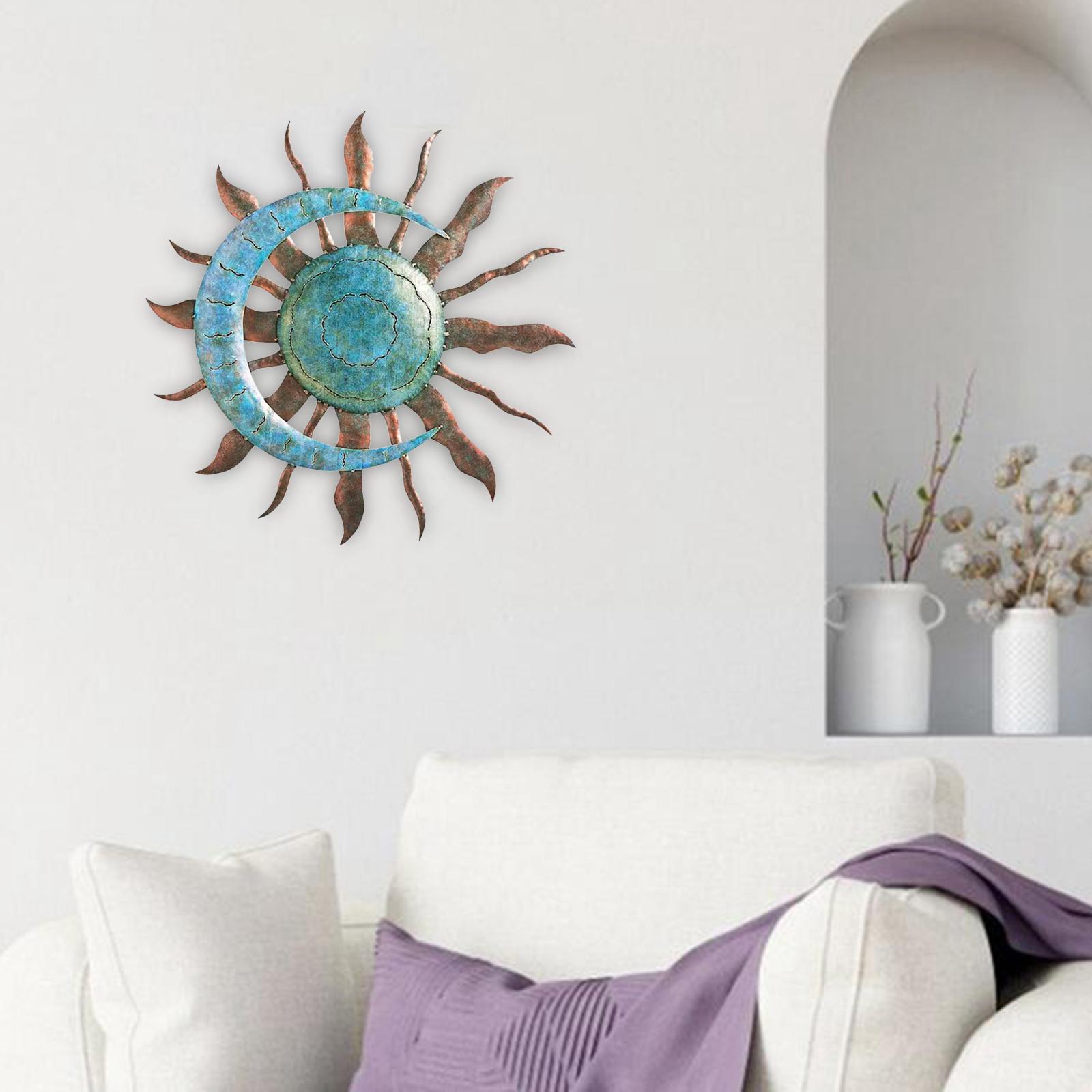 

Moon Sun Wall Decoration Festival Gifts Wall Sculpture for Room Home Bedroom зелений