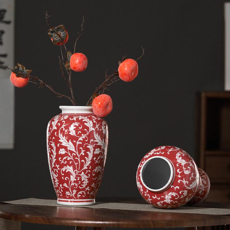 Retro-Porzellangefäße im chinesischen Stil, Generalskrug, Blumenvase, Keramikvase, Blumentopf, Bemalte Keramikornamente, Heimdekoration