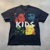 Kids Promo Vintage Black TShirt New SpringSummer Arrivals Streetwear Unisex Women