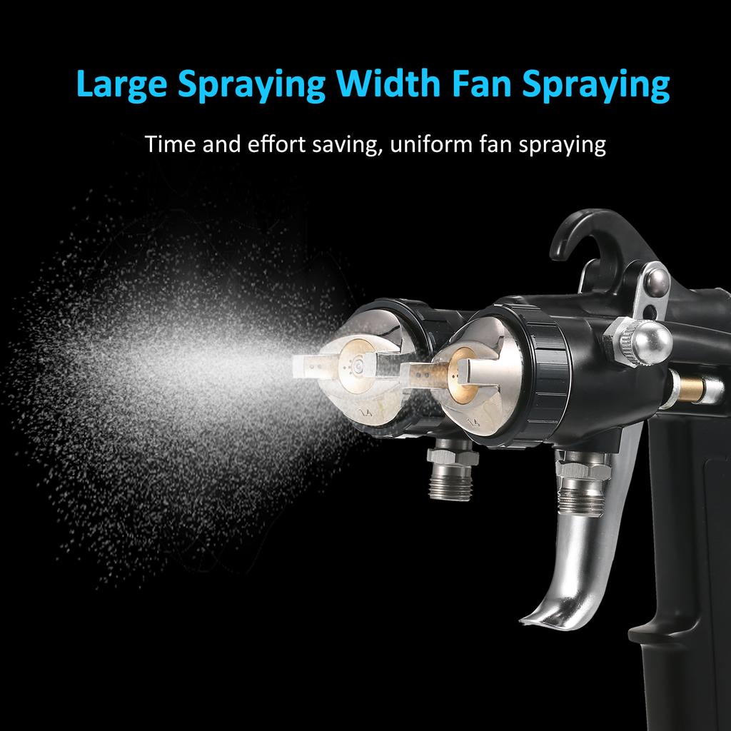 Double 1.4mm Nozzle Dual Heads Two Component Mirror Effect Silver Chrome Air Powered Spray Machine Professional Air