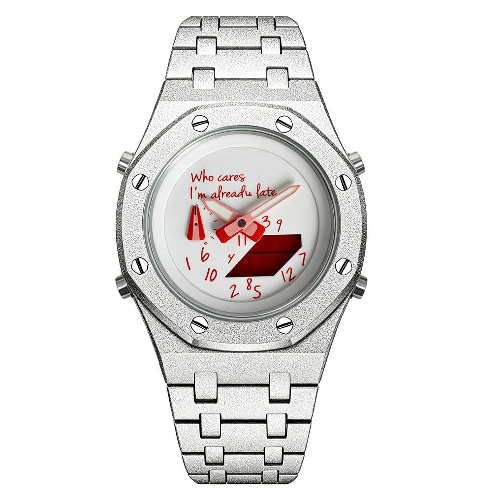 1pc New Polygon Men's Watch - Graffiti Digital Fashion Digital Display Multi-functional Night-Light Water-Resistant
