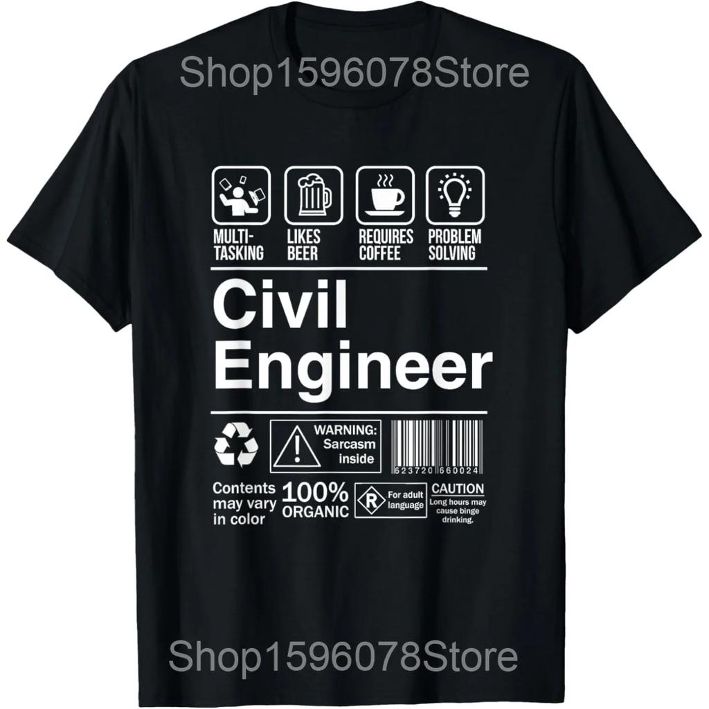 CiCivil Engineer with An Engineering Funny Birthday Father T Shirts Humor Streetwear Tee Short Sleeve Unisex Loose Clothing