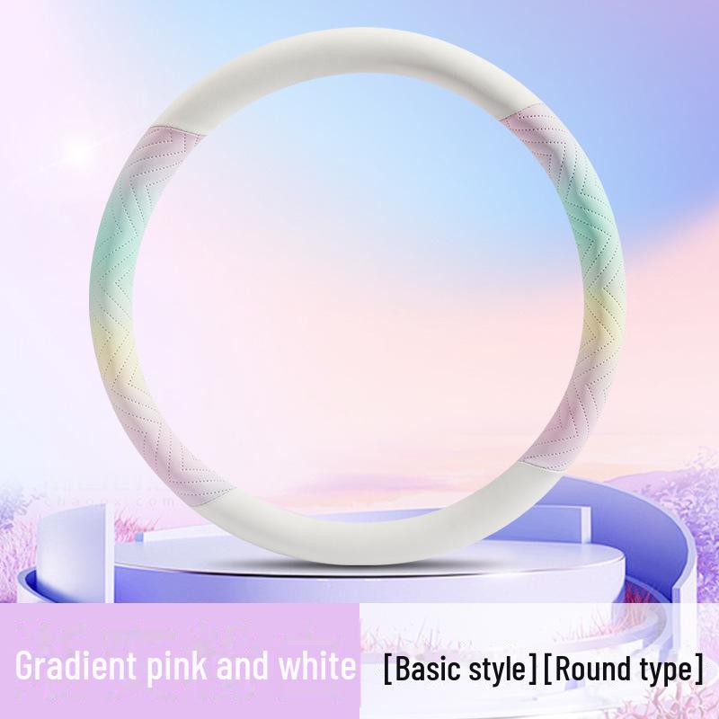 2024 Lenkradbezug aus Nappaleder mit Farbverlauf und Welpenmotiv in farbenfrohem Design