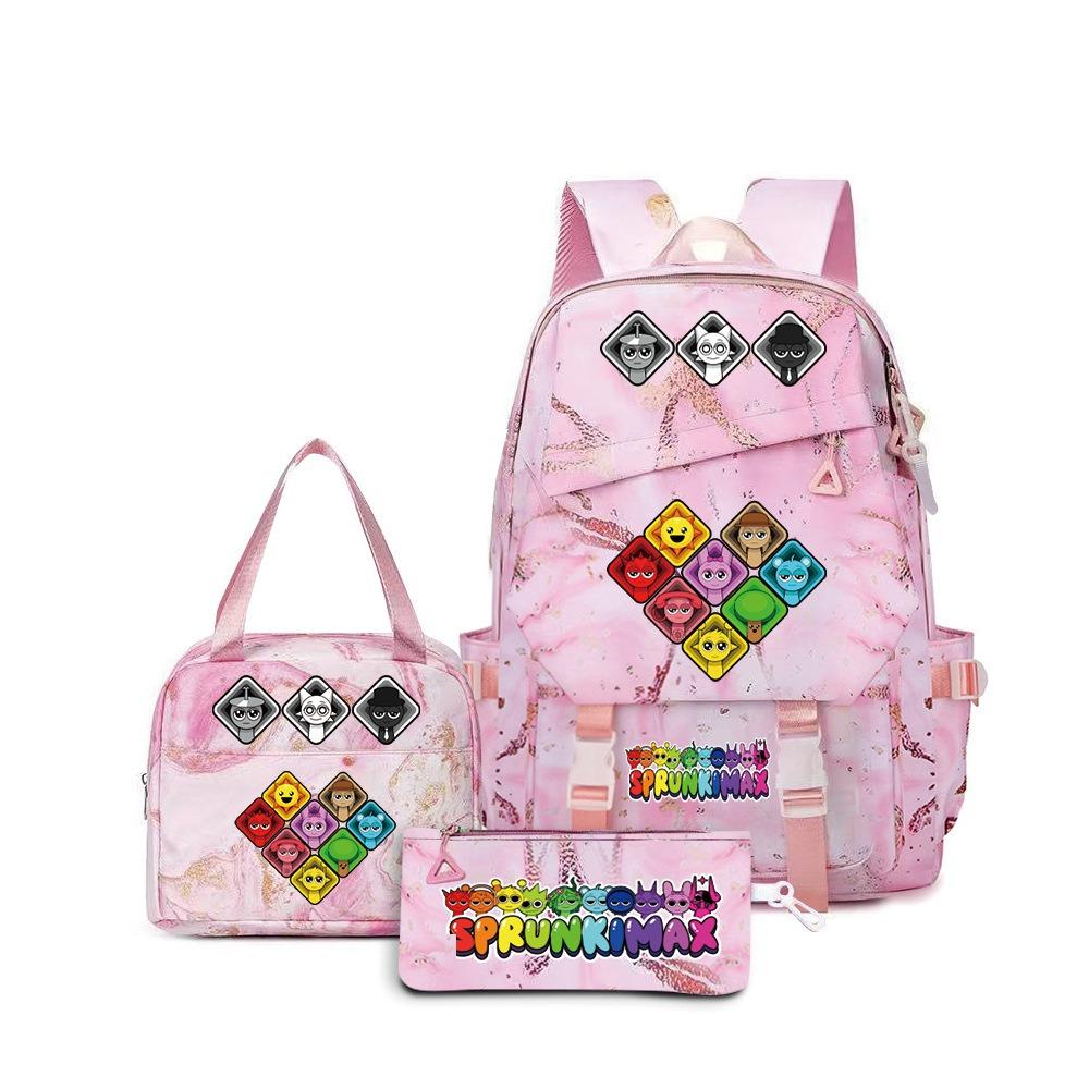 SprunkiPlush Rhythm Box School Bag Student Large Capacity Storage Backpack Backpack Three-piece Set L