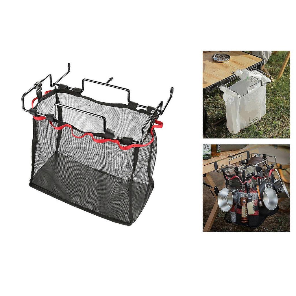 Hanging Trash Bag Holder Trash Bag Hanging Rack, Fixed Linkage Garbage Bag Table Mount Rubbishes Bag Hanger for Kitchen  Silver