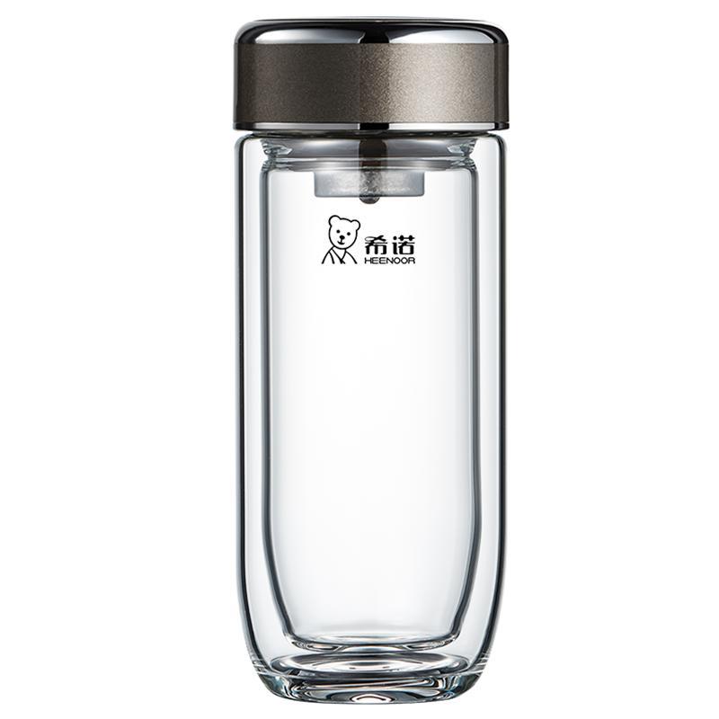 Heenoor Antibacterial Double-Layer Glass Tea & Water Bottle for Men