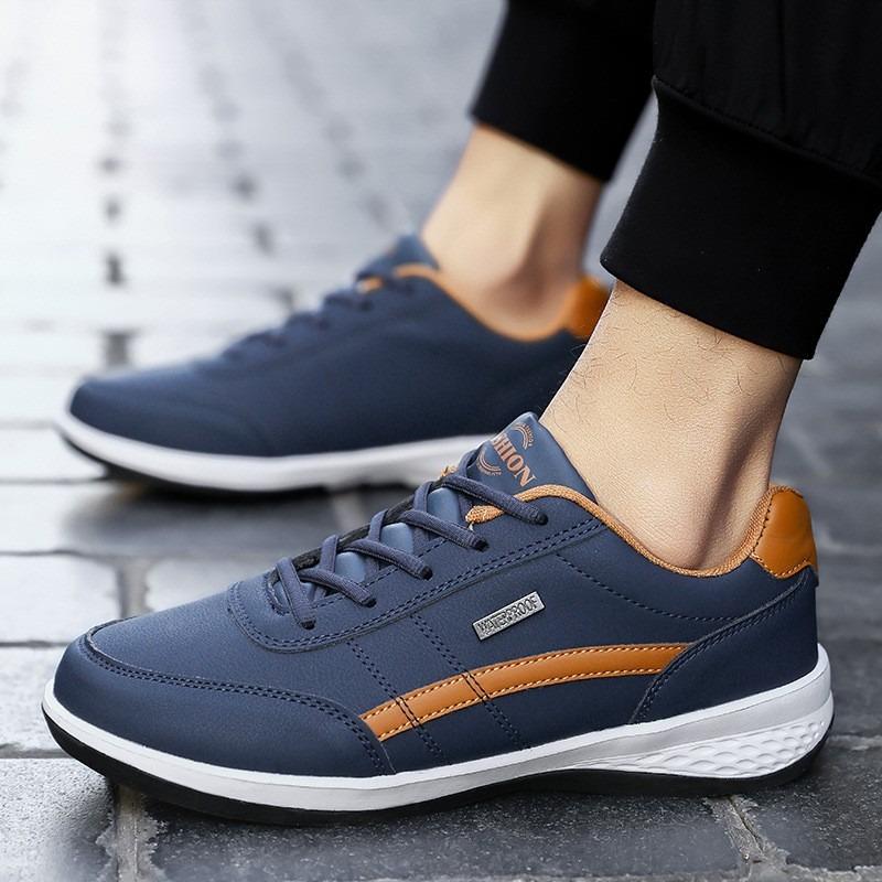 Men's Shoes Spring and Summer Fashion Do Not Stew Feet Casual Shoes Blue Outdoor Trend Simple Leather Sneakers