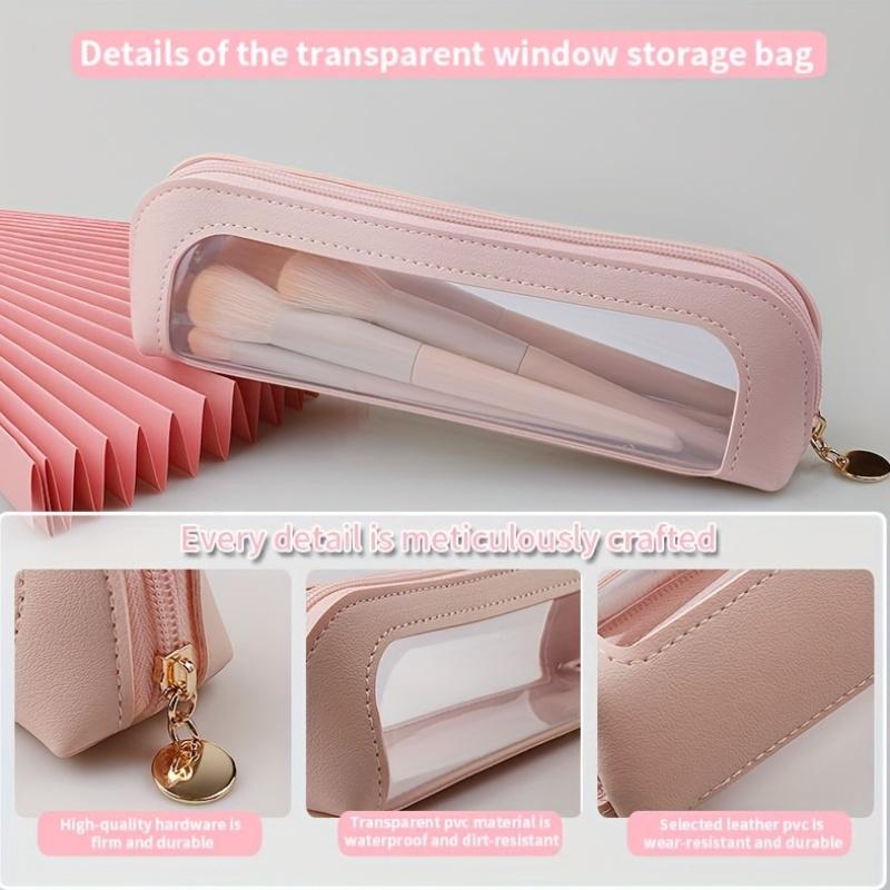 Transparent Makeup Brush Storage Bag, Portable Hand-Held, Easy Design, Large Capacity for Eyebrow Pencils And Eyeshadow Brushes