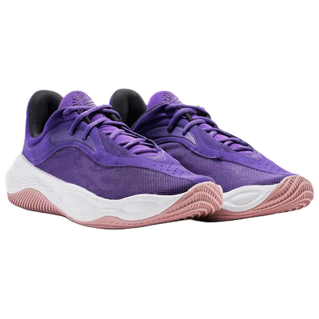 Under Armour Curry Splash 25 Ajuste Confortável Grip Respirável Sapatos de Basquete Duráveis Tênis Unissex Roxo Branco 3028460-500