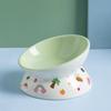Ceramic Cat Bowl Anti Tipping Large Capacity Dog Food Feeding Basin Flat/Slanted Mouth Non-slip Pet High Foot Bowl Kitten Puppy