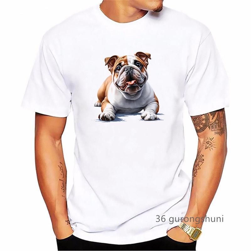 British Bulldog Dog Animal Printed T Shirt Men Clothes 2024 Summer Fashion Short Sleeve TShirt Homme Harajuku Shirt