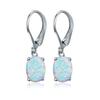 Round Opal Teardrop Dangle Earrings Retro Style Gem Crystal Eardrops Round Created Gemstones Drop Earrings