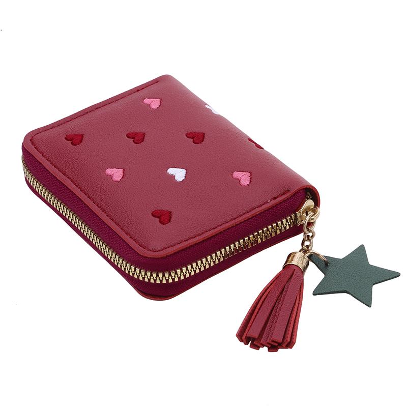 

Женский модный кошелек, мини-держатель для кредитных карт, зажим для денег, короткий милый маленький кошелек для монет One Size красный