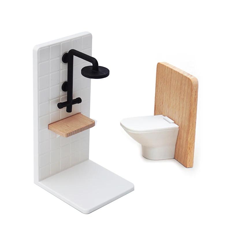 1/5Pc Dollhouse Simulation Washbasin Tub Toilet Model Freely Combined Bathroom Decor Dolls House Miniature Furniture Accessories