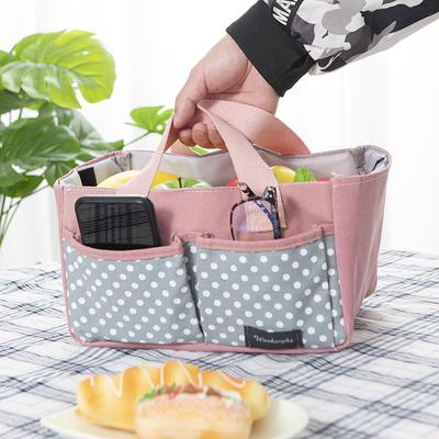 Pink Canvas Storage Bag, Hand-held Partition, Large Capacity Mother and Baby Bag, Food Storage Bag