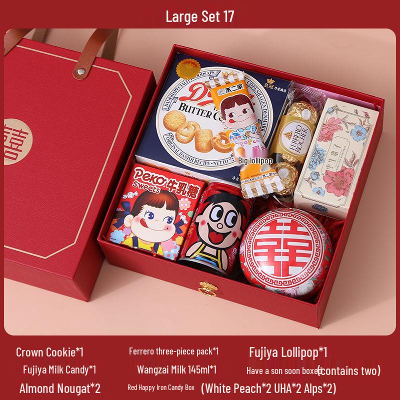 Elegant Wedding Candy Favor Box Set with Biscuits and Sweets