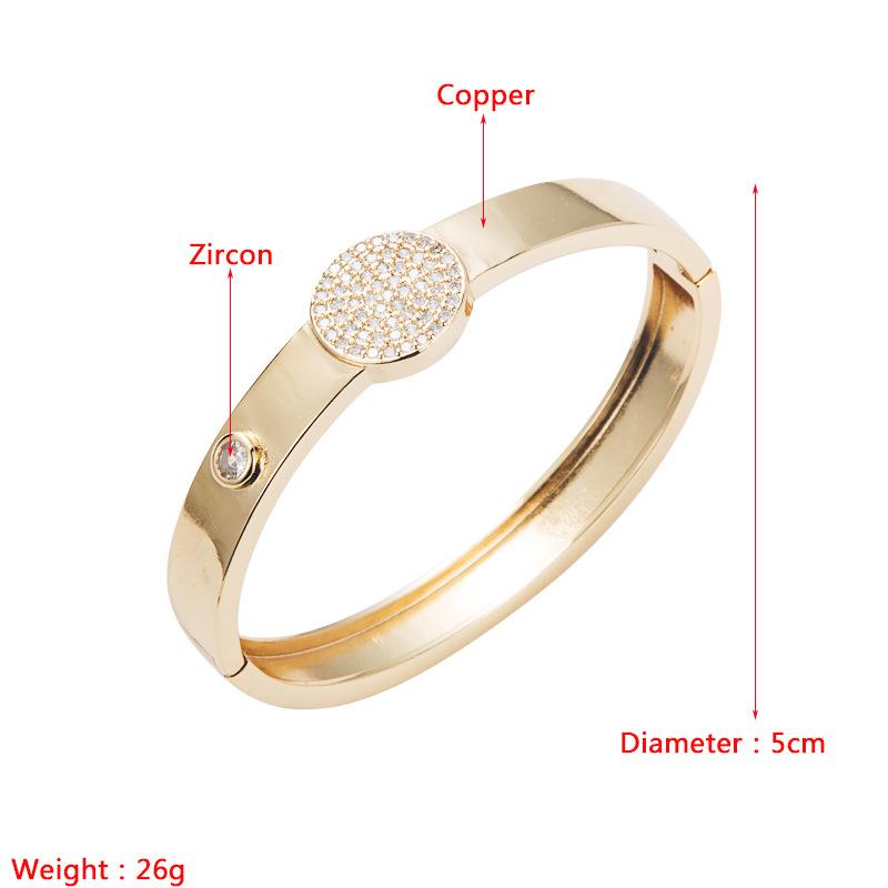 Copper Inlaid Zircon Real Gold Electroplated Bracelet Women's Exquisite Elastic Buckle Glossy Bracelet Bracelet