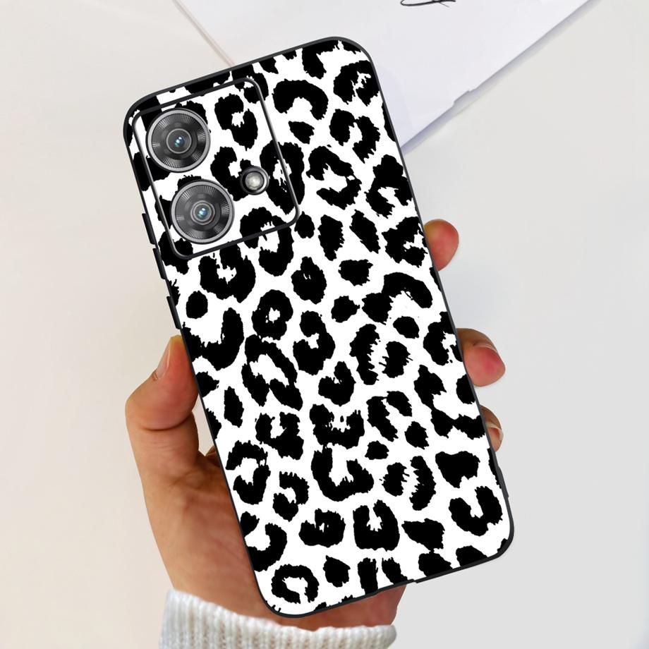 For Motorola Moto Edge 40 Neo 5G Case Black Matte Cases With Pattern Print Soft Liquid Silicone Cover For Motorola Edge40 Fundas