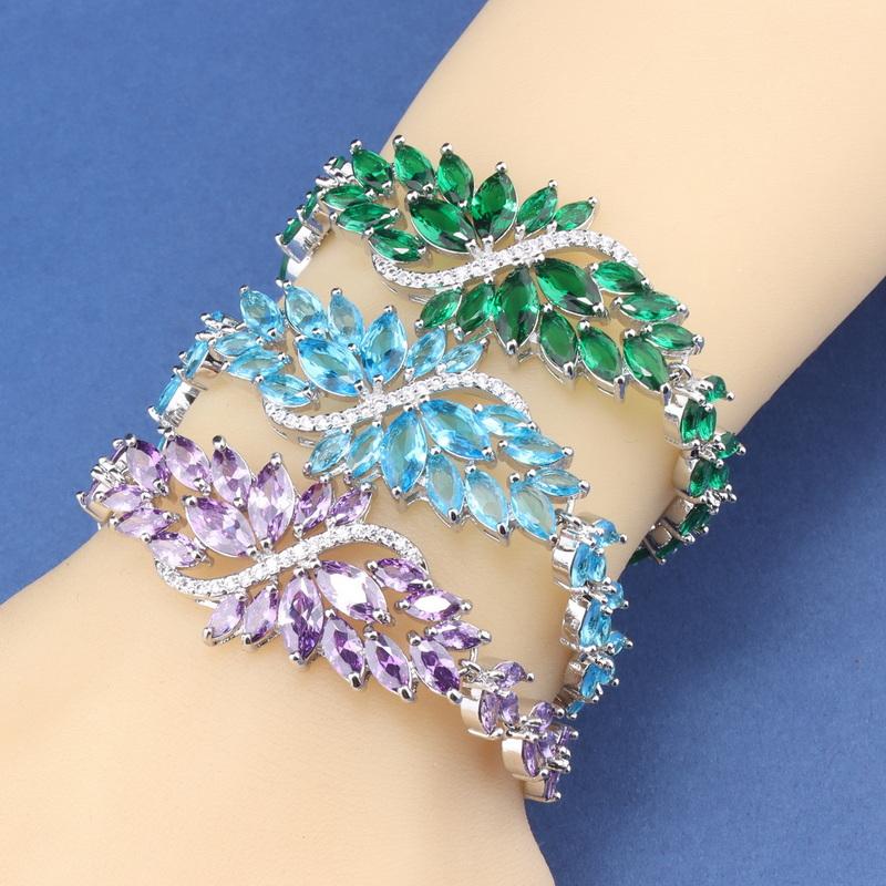 Luxury Italian Charm Bracelet Colorful Zircon   Fine Jewelry Women/Girls Fashion Dress Accessories For You Gift