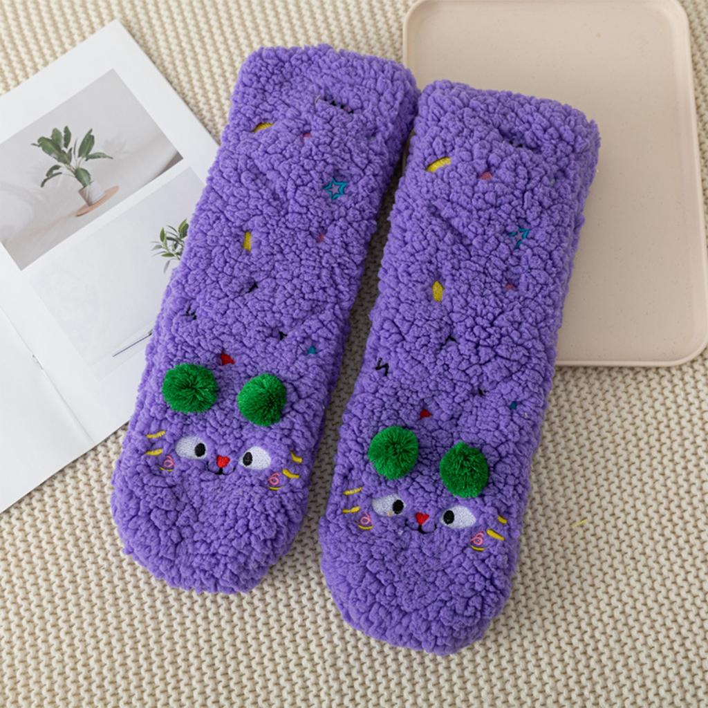 Ladies' Super Thick Lamb Wool Socks, Cute Mid Tube Sleeping Socks With Added Wool Insulation, Home Floor Socks