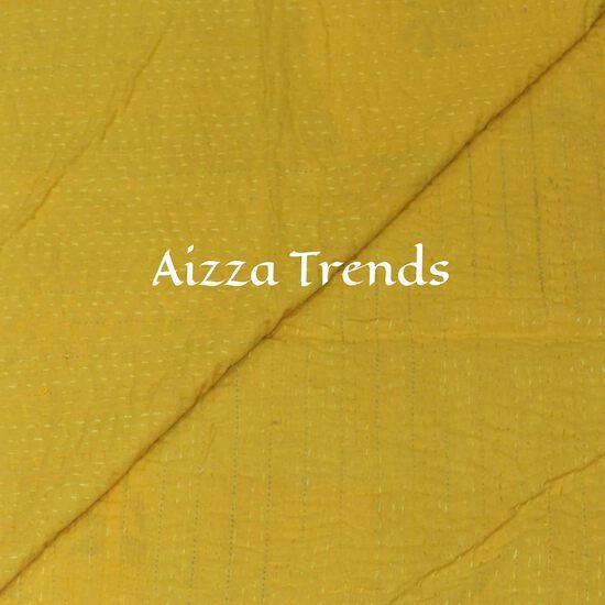 Aizza Trends Handmade Pure Cotton Patch and Patola Work Kantha Quilt - Traditional Indian Throw Blanket-Vintage Cotton Silk Saree Quilt