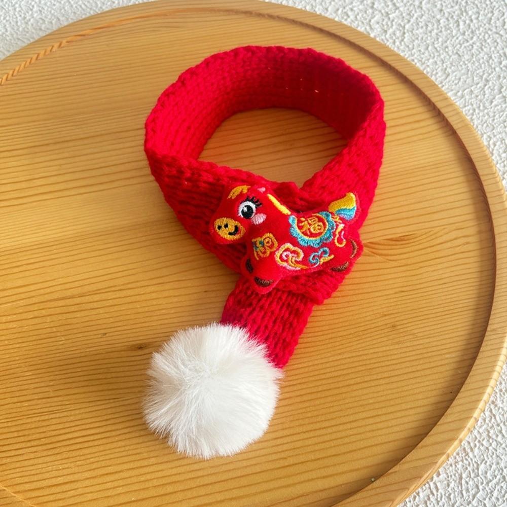 Year Pet Red Color Pet Scarf Warm Collar Horse Year Cat Scarf Blessing Hoop Lucky Design Dress Up Accessories Holiday Dress Up