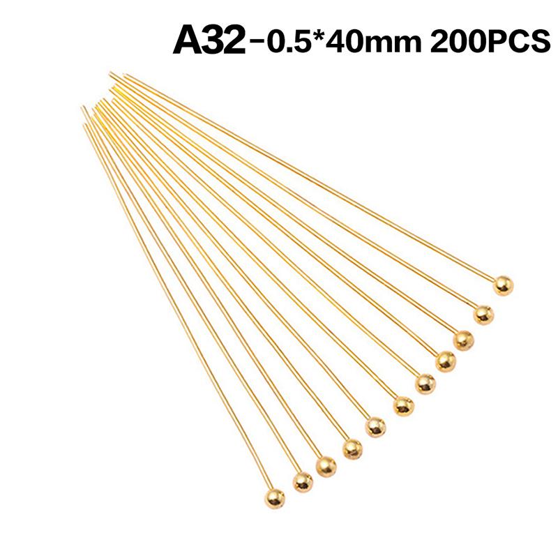 200Pcs Metal Ball Head Pins Gold Silver Durable Rustproof For Diy Jewelry Making Earring Necklace Craft Projects